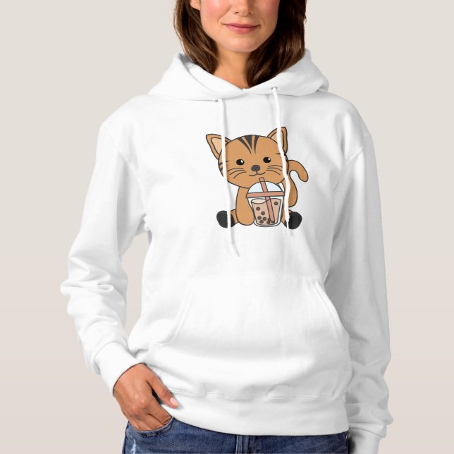 Moletom Gato De Chá De Bolha Com Gatos De Chocolate Com An (Frente)