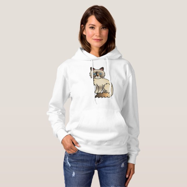 Moletom Gato de desenho animado fofo da raça Birman / Ragd (Frente Completa)