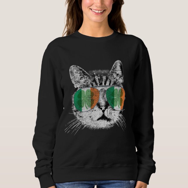 Moletom Gato de Dia de São Patrício truques Santo irlandês (Frente)