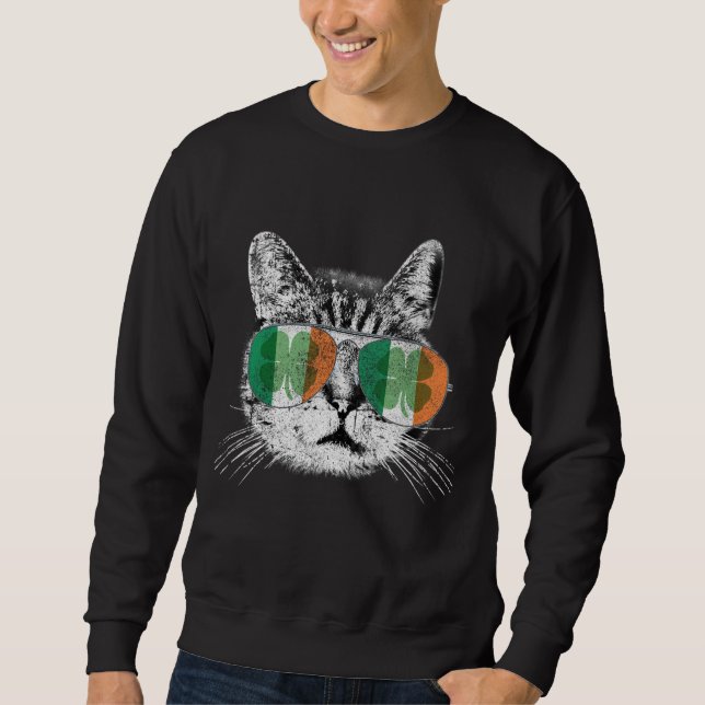 Moletom Gato de Dia de São Patrício truques Santo irlandês (Frente)