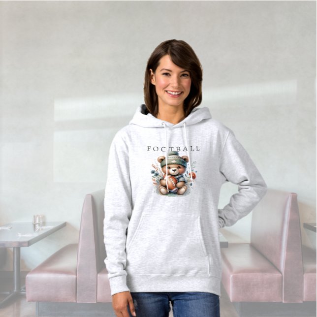 Moletom Gato de Futebol Personalizado do Urso Justo (Cute Custom Football Hoodie)
