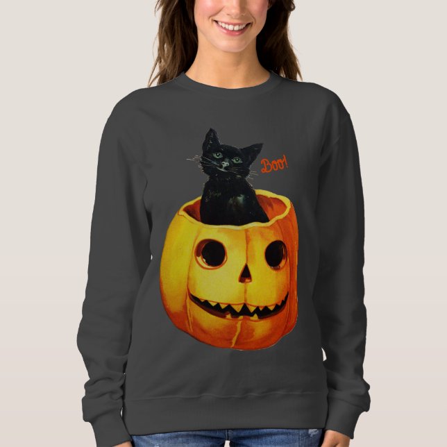 Moletom Gato de Halloween em Pumpkin (Frente)