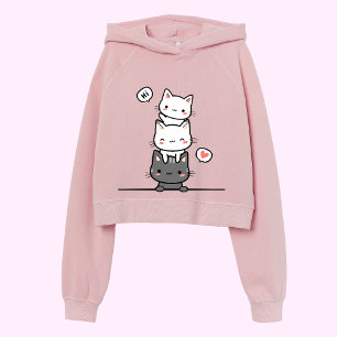 Moletom Gato de Hoodie - "Gatinhos Empilhados"
