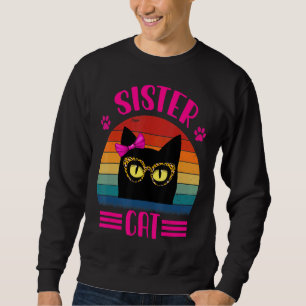 Moletom Gato De Irmã Bonita Com Óculos-Leopardo Retro
