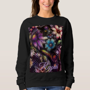 Moletom Gato de Jardim Floral Abstrato Personalizado