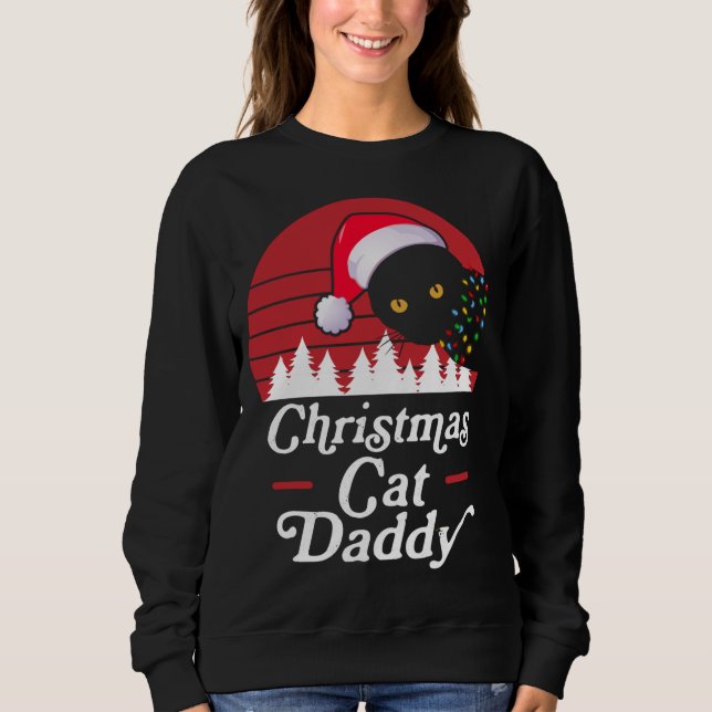 Moletom Gato de Natal com Luzes de Colar de Natal (Frente)