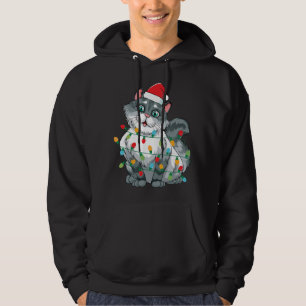 Moletom Gato De Natal Embalado Em Luzes Coloridas Vestindo