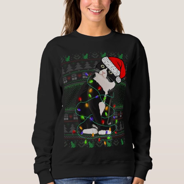 Moletom Gato de Natal Fofo Estilo de Sueco de Natal Feio (Frente)