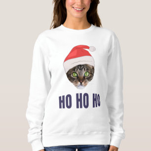 Moletom Gato de papais noeis com chapéu de Papai Noel, Ho 