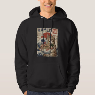 Moletom Gato de Ramen Japonês Engraçado Arte Vintage Kawai