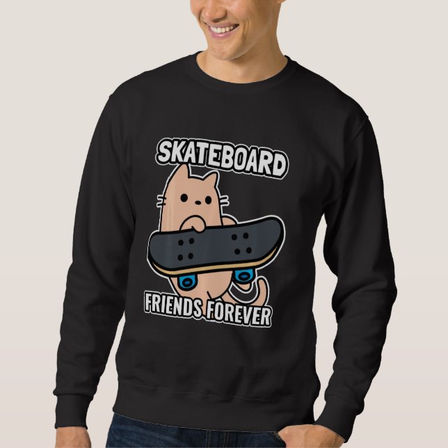 Moletom Gato E Amigos De Skateboard Para Sempre Sk8 (Frente)