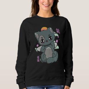 Moletom Gato E Kanji Cute Neko Com Flor De Cerejeira Para