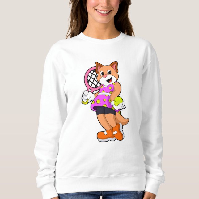 Moletom Gato em Tênis com raquete Tênis (Frente)