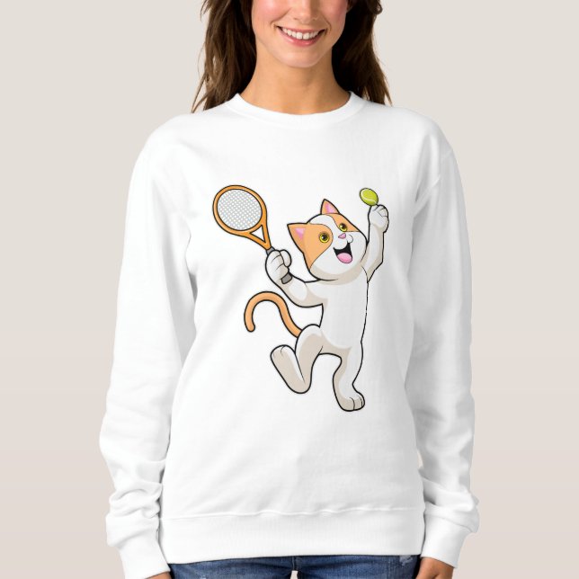 Moletom Gato em Tênis com raquete Tênis (Frente)