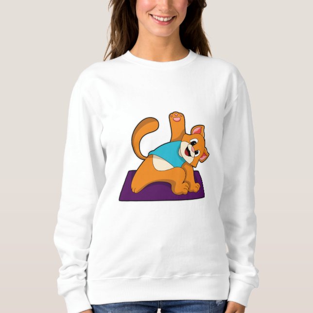 Moletom Gato em Yoga com tapete Yoga (Frente)