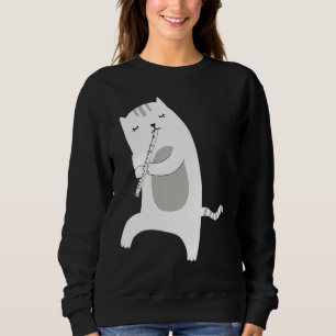 Moletom Gato Engraçado Brincando Flautista por Instrumento