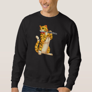 Moletom Gato Engraçado Brincando Flute Legal Músico Animal