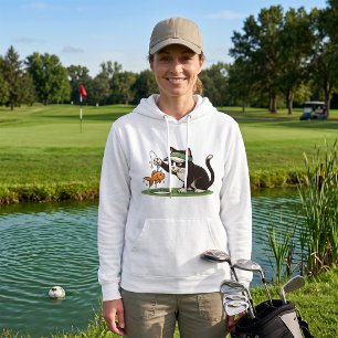 Moletom Gato Engraçado Golfista Pescando Obstáculo de Água