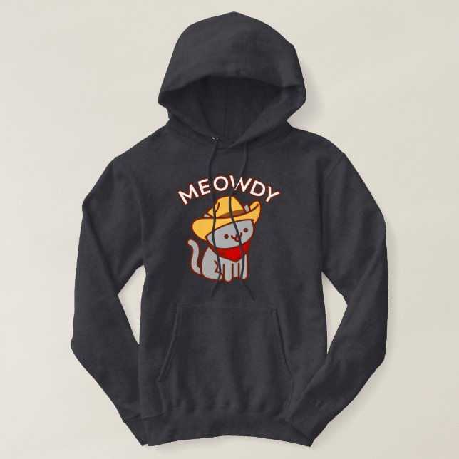 Moletom Gato Engraçado Hoodie - MEOWDY (Frente do Design)