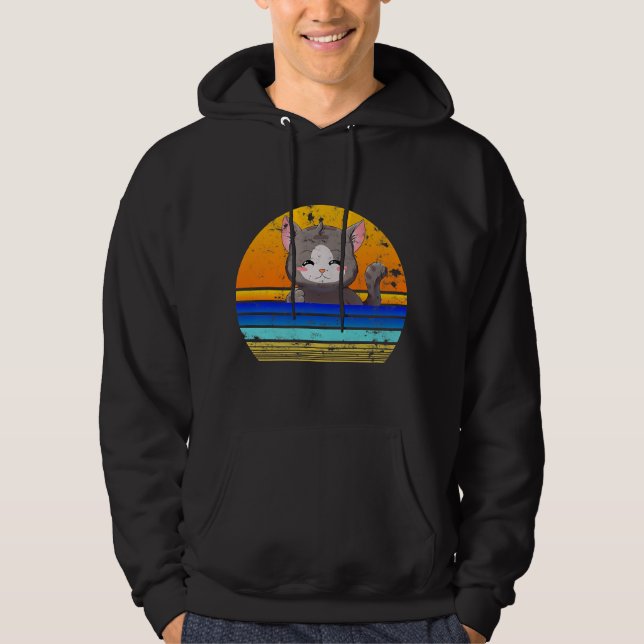 Moletom Gato — Estilo de Retro 80s | Presente Vintage (Frente)