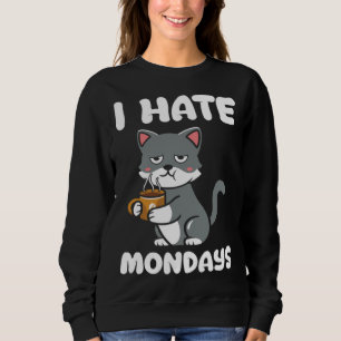 Moletom Gato  Eu Odeio Café Caffeína da Manhã de Segunda