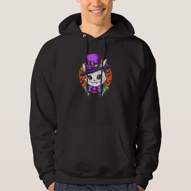 Moletom Gato Fantasiado de Vampiro Com Morcegos Usando Fan (Frente)