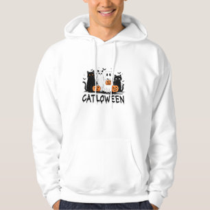 Moletom Gato Fantasma de Halloween Catloween Gato Preto En