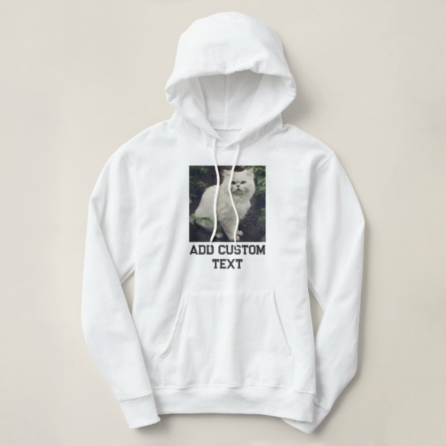Moletom Gato Fofo Branco e Preto com Texto Personalizado F (Frente do Design)