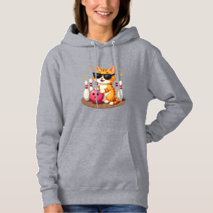 Moletom Gato Fofo Com Óculos De Sol Gato Jogando Boliche P