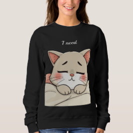 Moletom Gato Fofo Dormindo Preciso de uma Soneca Arte Kawa