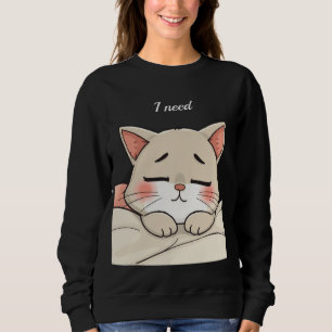 Moletom Gato Fofo Dormindo Preciso de uma Soneca Arte Kawa