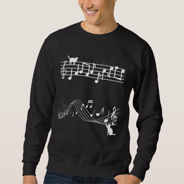Moletom Gato Fofo Gatito Tocar Nota Musical Clave Músico A (Frente)