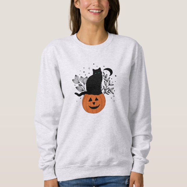 Moletom Gato Halloween no Jack'O'Lantern (Frente)