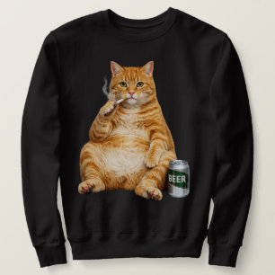Moletom Gato Idiota Engraçado Meme Fumando Cigarro Gato Le