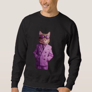 Moletom Gato legal De Fato Com Estilo De Óculos De Sol