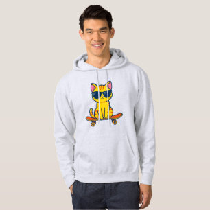 Moletom Gato Legal de Skate Usando Óculos de Sol Cartoon 
