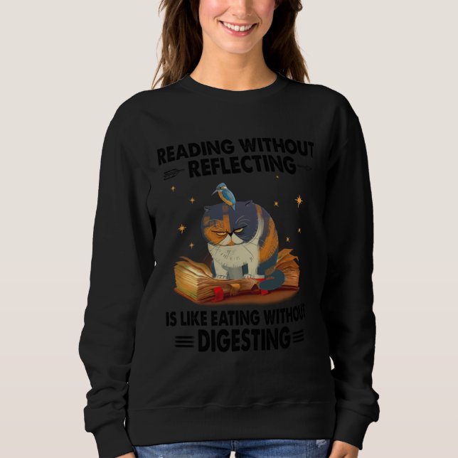 Moletom Gato lendo sem refletir livro rabugento (Frente)