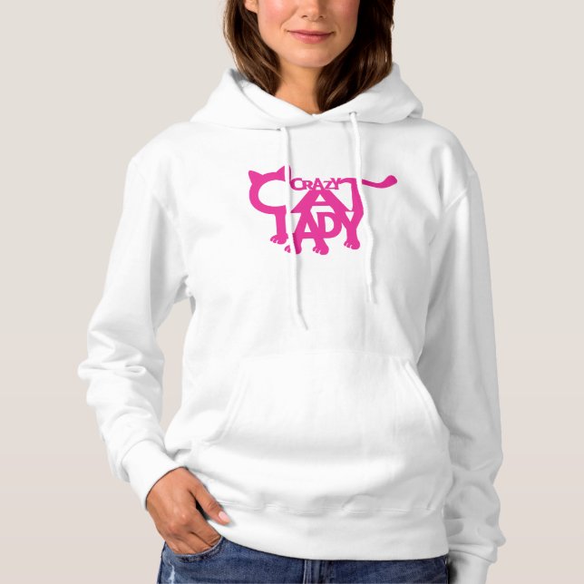 Moletom Gato Louco, Senhora Branca e Hoodie Rosa Quente (Frente)