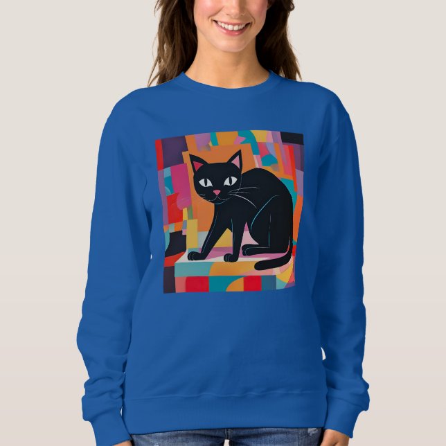 Moletom Gato Lover, Felino Geométrico Colorido (Frente)