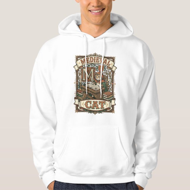 Moletom Gato Medieval Manuscrito Medieval Vintage (Frente)
