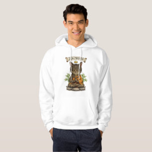 Moletom Gato Mestre Zen Engraçado Relaxado Gato Tabby Cinz