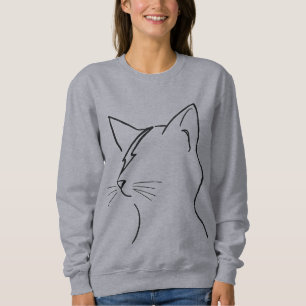 Moletom Gato Minimalista Relâmpago Arte de Linha Moderna S