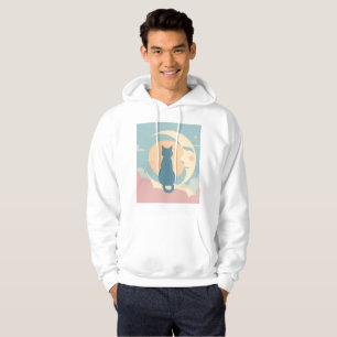 Moletom Gato Mínimo Bonito no Hoodie Moon Crescente - Pass