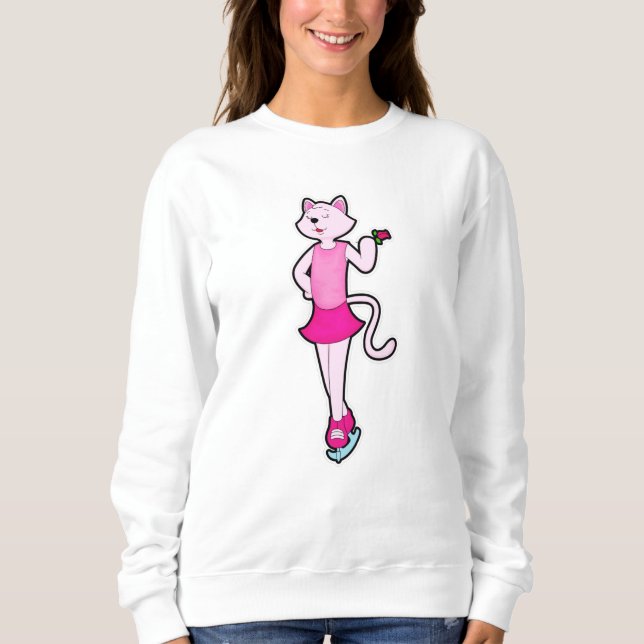 Moletom Gato na patinação de gelo com Flor (Frente)