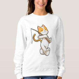 Moletom Gato na pesca com vara de pesca