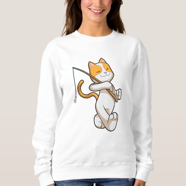 Moletom Gato na pesca com vara de pesca (Frente)