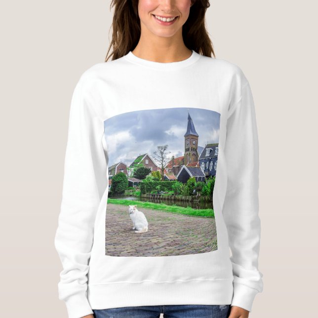 Moletom Gato na vila tradicional de pesca (Frente)