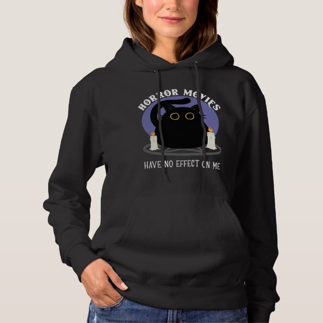 Moletom Gato Negro Engraçado Adora Filme De Horror (Frente)