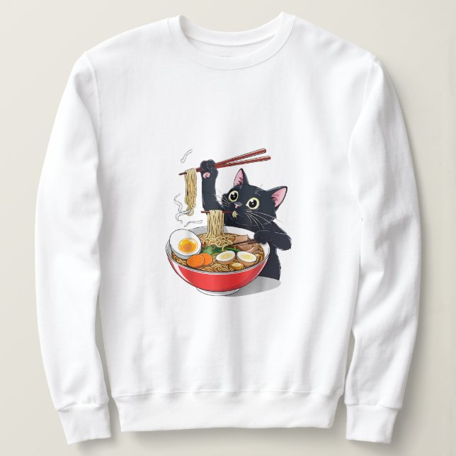 Moletom "Gato Negro Fome com Ramen" (Frente do Design)