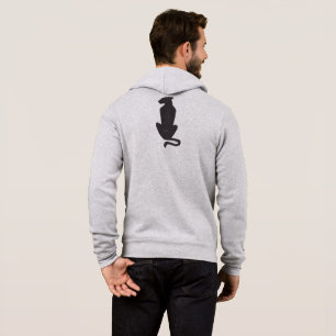 Moletom Gato Negro Silhoute cinza Bella zip Hoodie